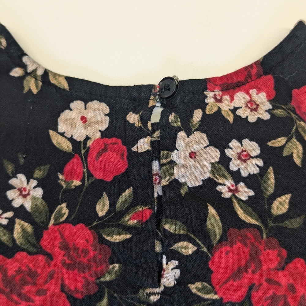 Old Navy Black and Red Floral Blossom Dress Long Sleeve 3T - Picture 4 of 8